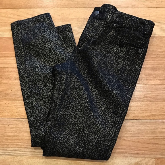 Free People Denim - FREE PEOPLE Gold Foiled Skinny Jeans Sz 30